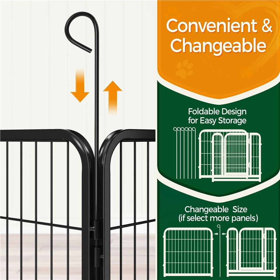 image 1 of Yaheetech 6-Panel Metal Dog Playpen, 60 × 60 cm Black