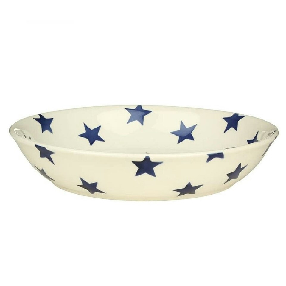 image 1 of Pasta Bowl: 1 x 24cm Emma Bridgewater Blue Star Medium Pasta Bowl, Ceramic White