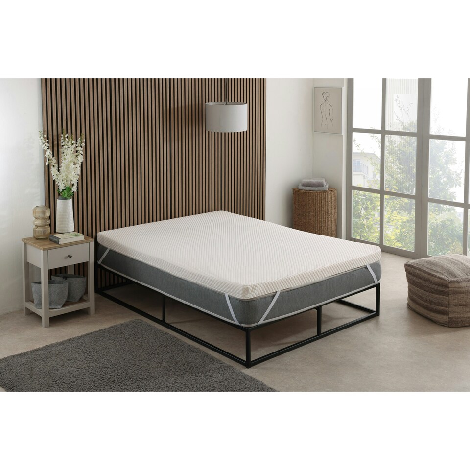 image 1 of Cool Quilted Memory Foam Mattress Topper - 2" Deep, Pressure-Relieving Support White | Small Double
