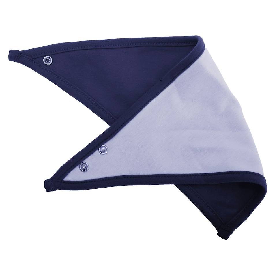 image 1 of Babybugz Baby Plain Bandana Bib - White/Nautical Navy - One Size