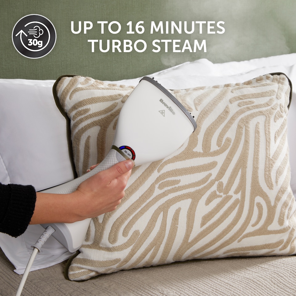 image 1 of Breville EliteTEMP Handheld Garment Steamer | Horizontal & Vertical Clothes Steamer for Home & Travel | 1500W | Fast Heat Up | White & Gold