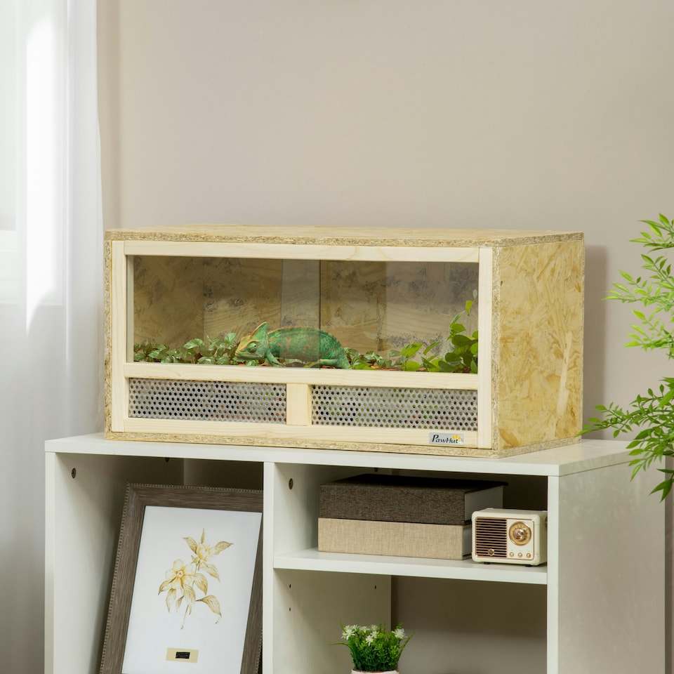image 1 of PawHut 60cm Reptile Terrarium Vivarium w/ Glass Sliding Doors, Breathable Mesh