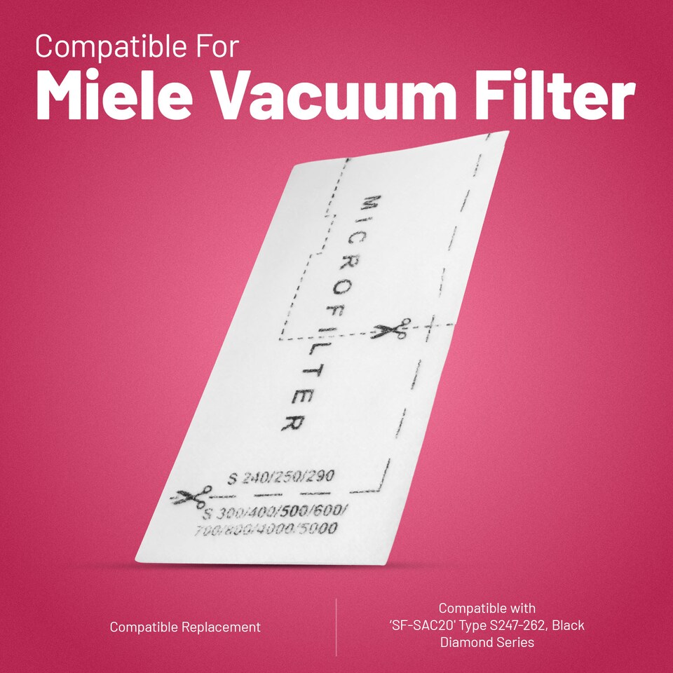image 1 of Reliapart Microfilter 3 Pack Compatible for Miele S2 S3 S4 SF-SAC20 3944711
