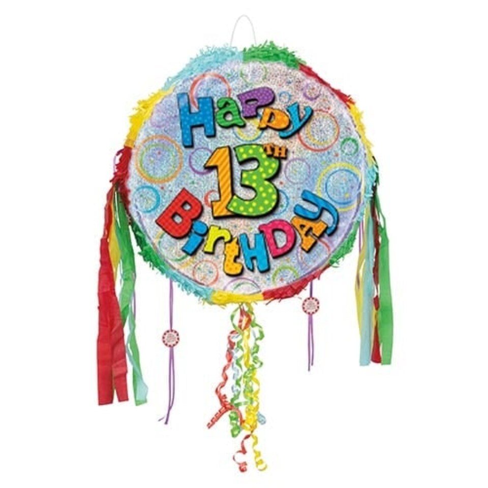 Happy 13th Birthday Holographic Pull String Pinata
