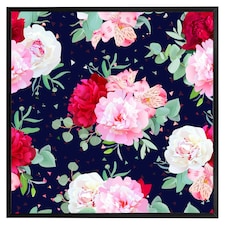 Roses on navy (Picture Frame) Black | XL