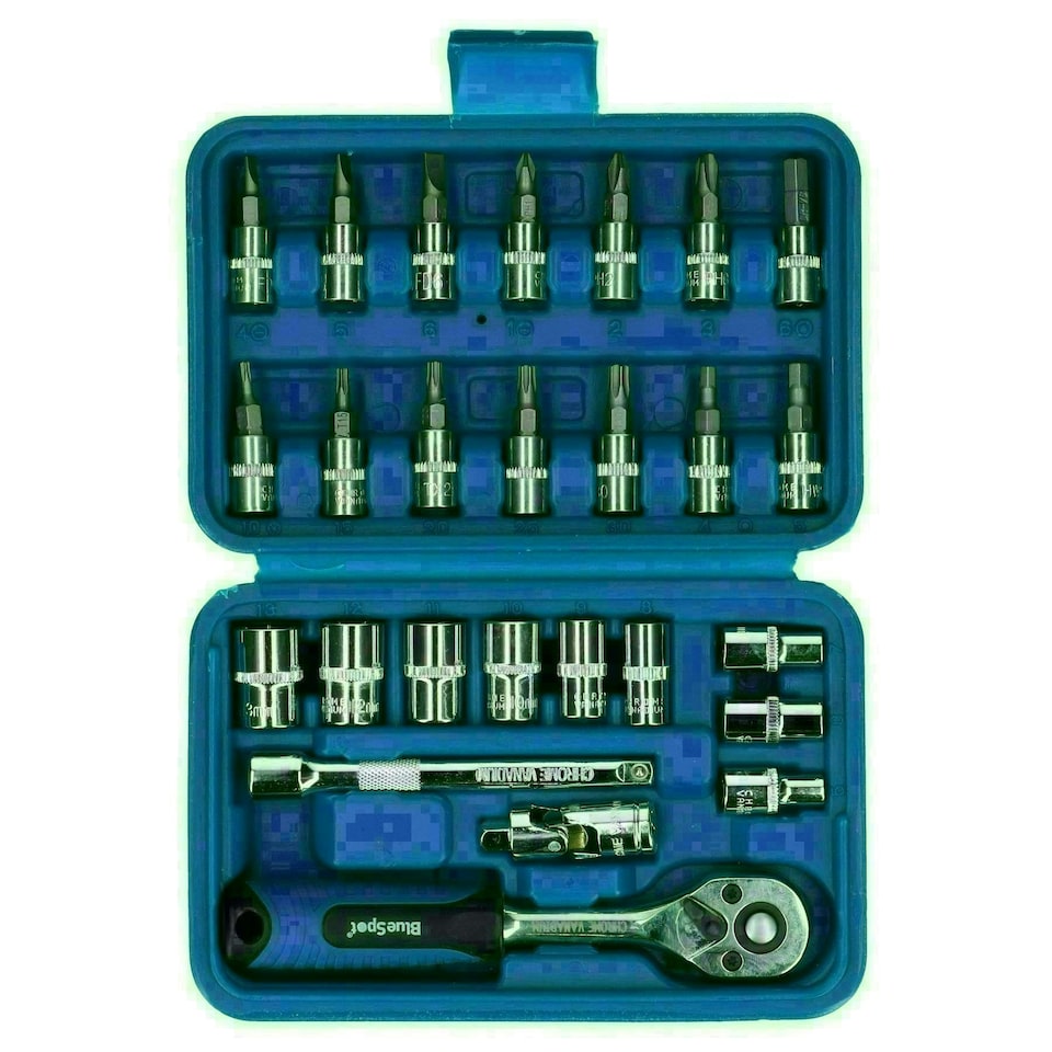 image 1 of 26pc 1/4" Drive Metric Shallow Socket And Accessory Bit Set 5mm - 13mm