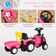 image 7 of HOMCOM Ride On Tractor Toddler Walker Foot To Floor Slider with Horn Storage Steering Wheel for 1-3 Years Old Pink