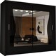 image 1 of Modern Sliding Wardrobe 203cm with Wavy Mirror Design | White, Black, Grey, Oak Finish Black | Black203cm