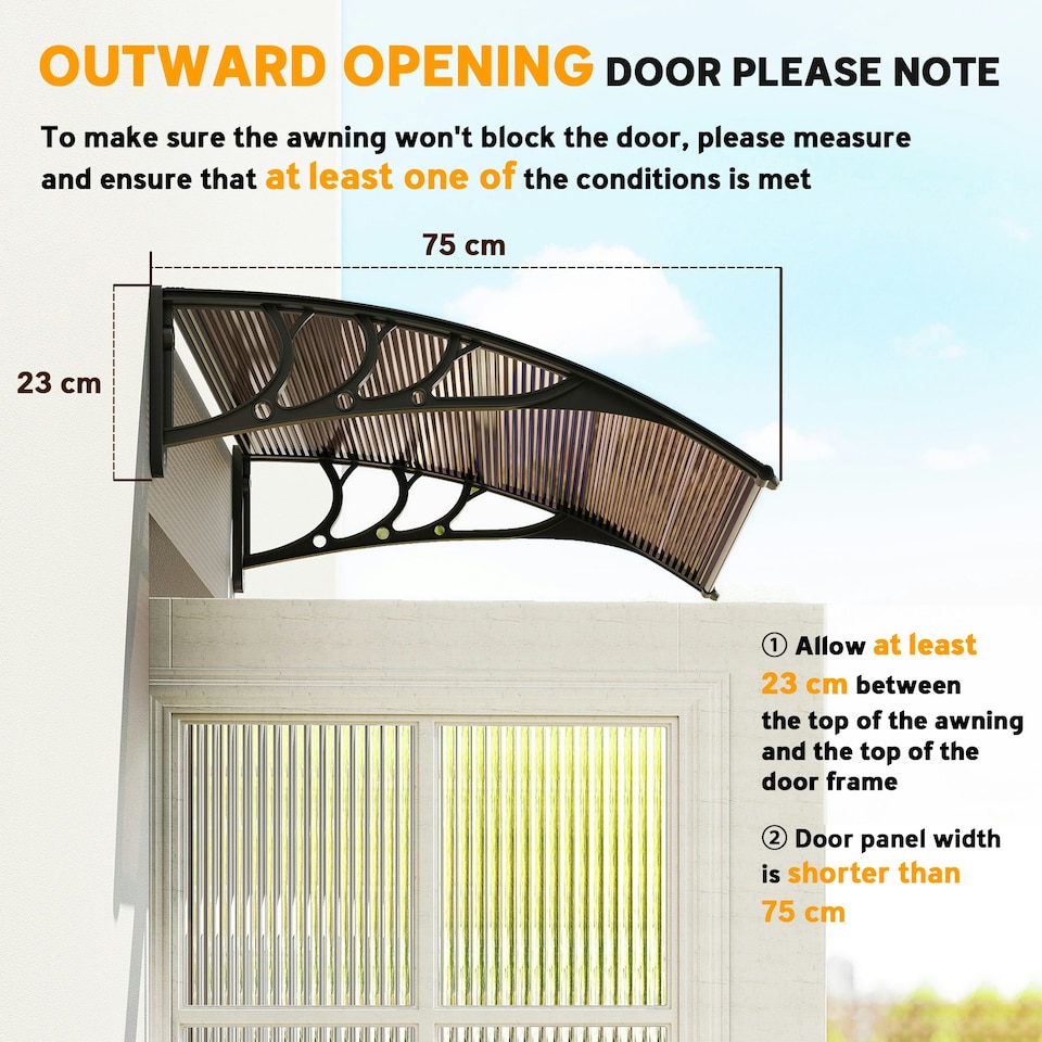 image 1 of Outsunny Outdoor Window Door Canopy with Awning Porch UV Water Cover Brown | Brown | Brown | 100 x 75 x 23 cm | 1