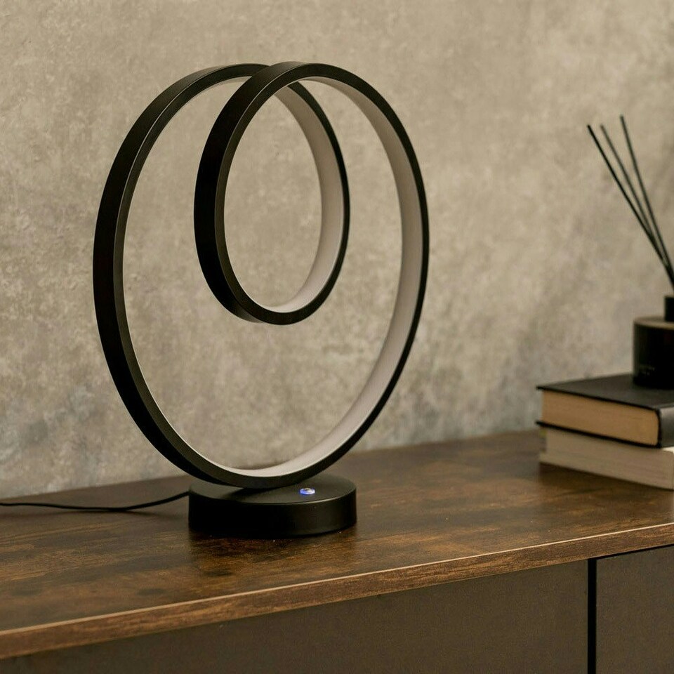image 1 of ValueLights Infinity Black Loop Integrated LED Table Lamp