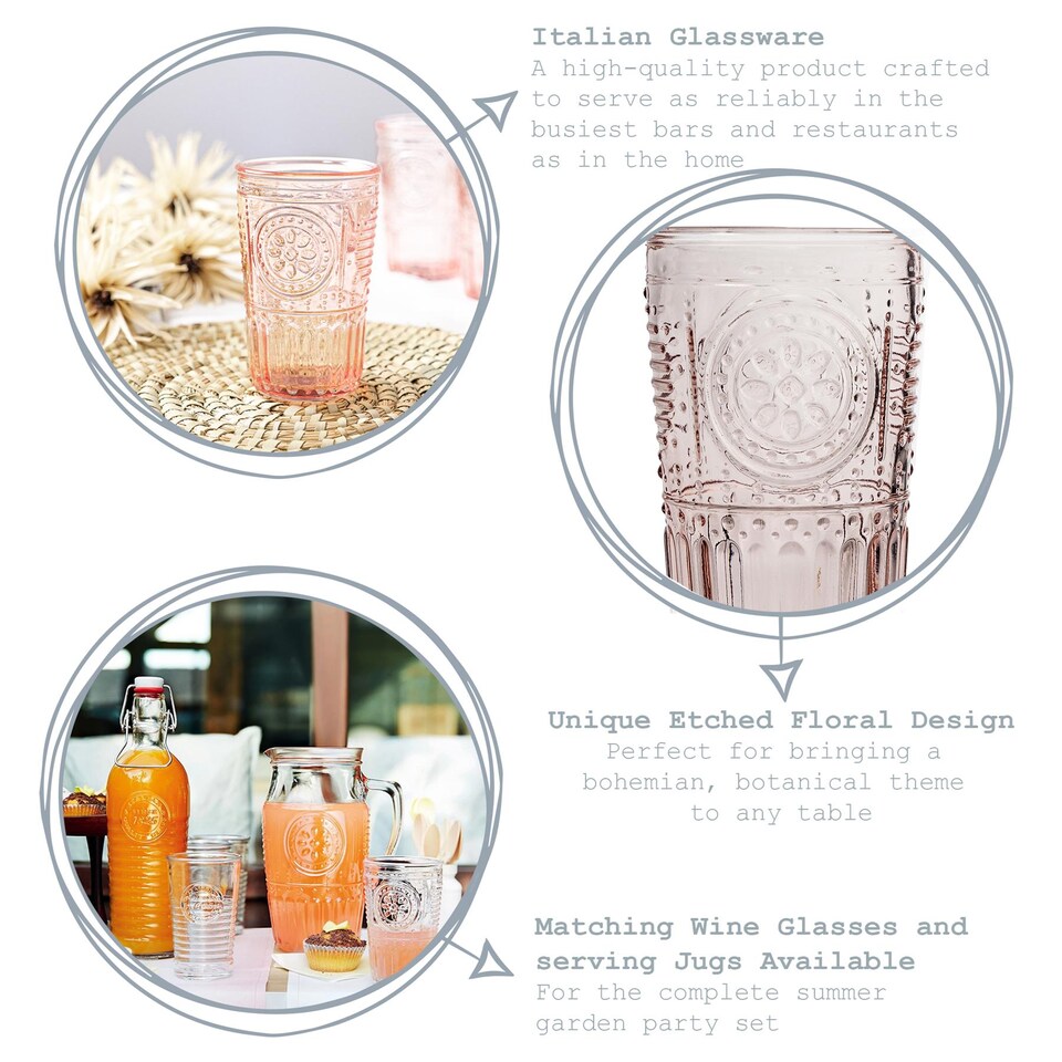image 1 of Bormioli Rocco Romantic Highball Glasses - 340ml - Pack of 4
