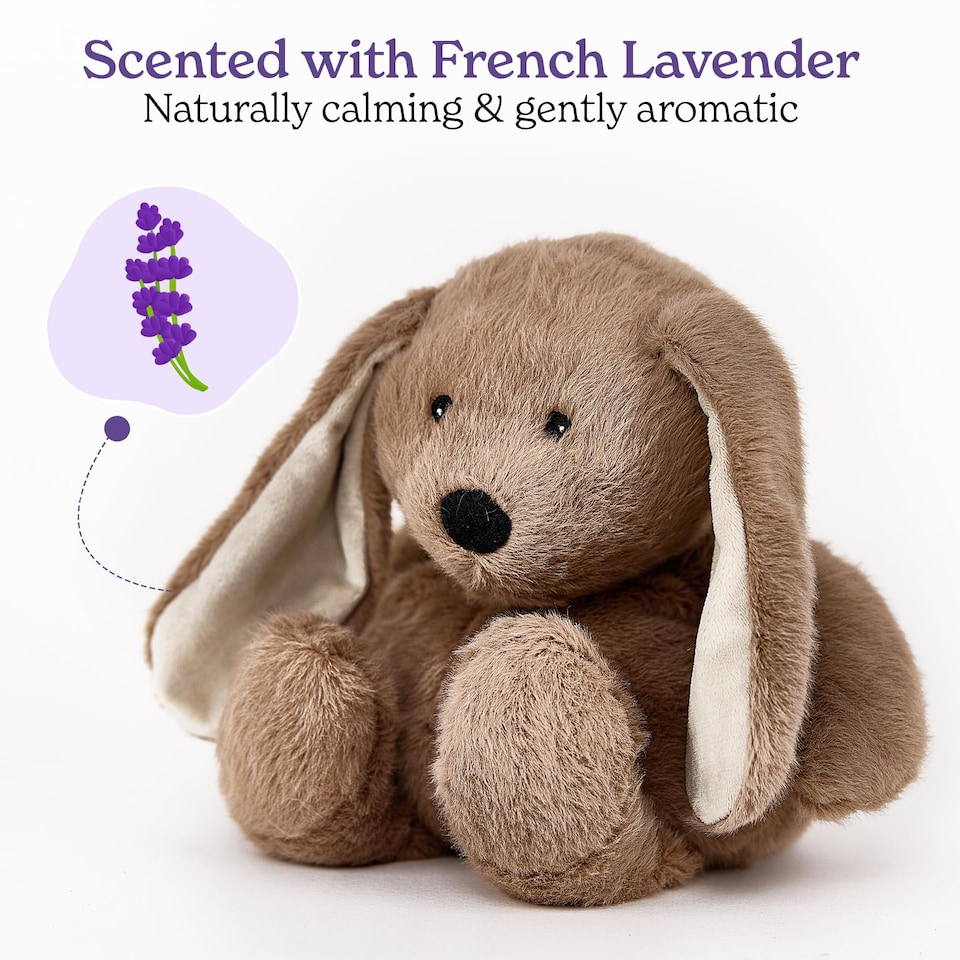 image 1 of Warmies Plush Brown Bunny Microwavable Heat Pad, Weighted Cuddly Plushie for Soothing Relief, Lightly Scented with French Lavender - Large