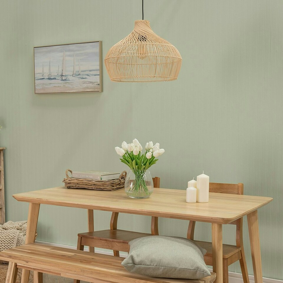 image 1 of ValueLights Anais Easy Fit Rattan Lampshade Natural Twisted Wicker Effect Ceiling Shade - Bulb Included