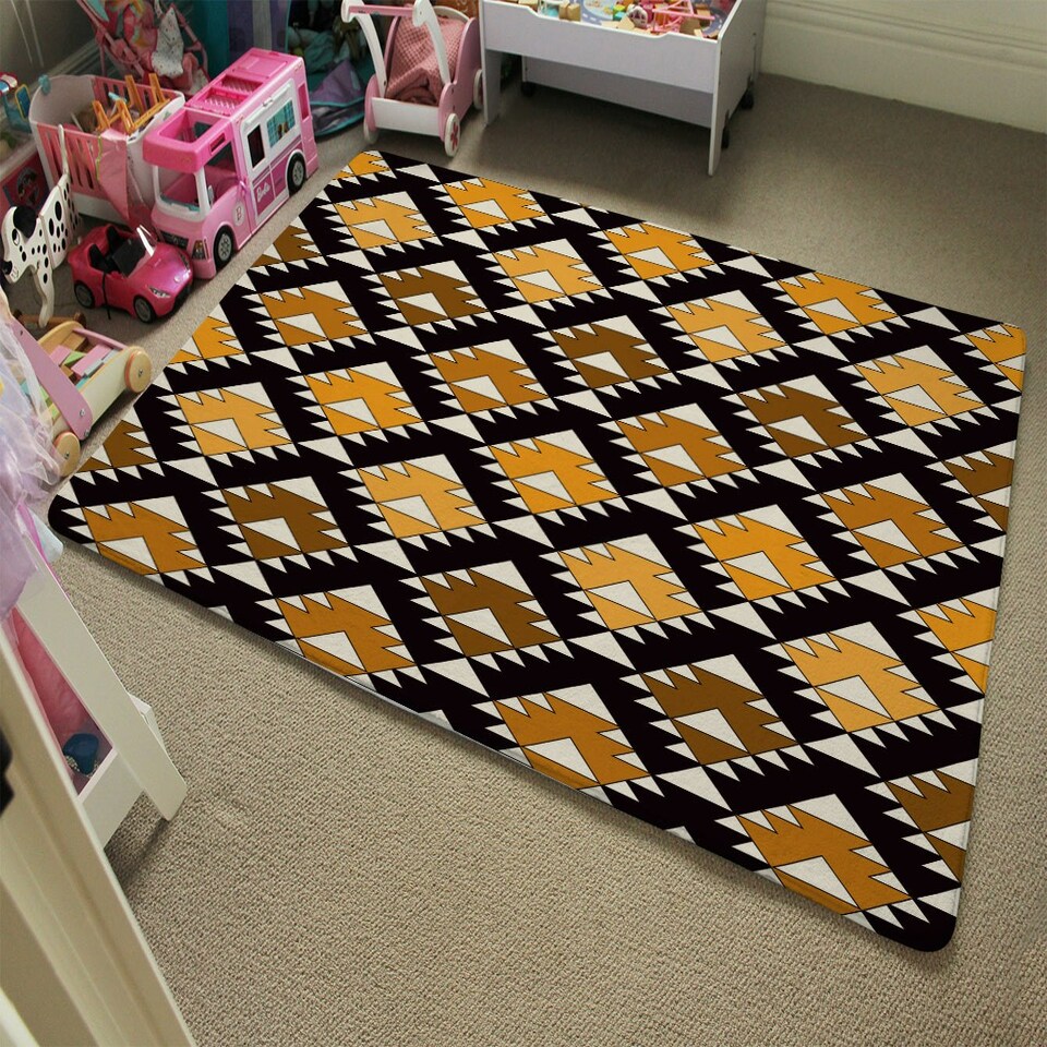 image 1 of Repeated triangles geometric background (Rug) Multi | Large: 140x200cm