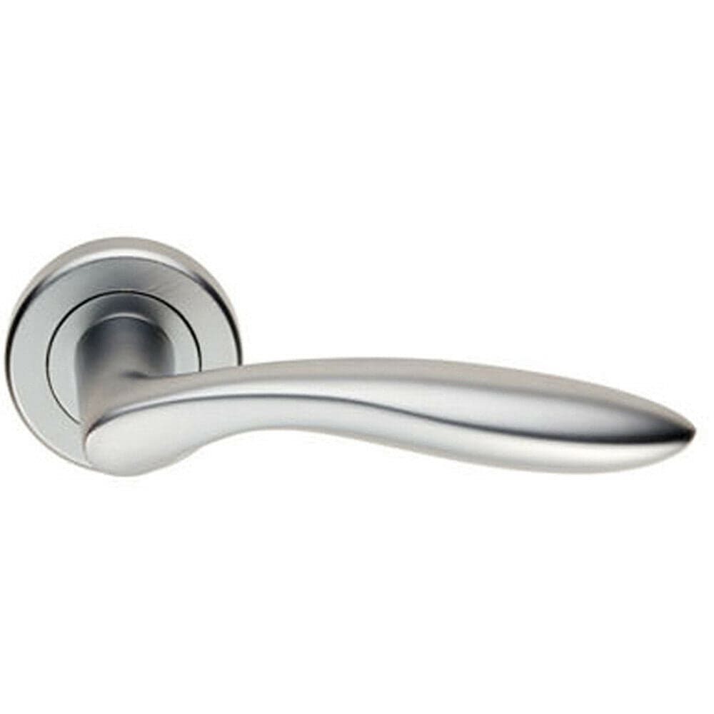 Loops PAIR Smooth Ergonomic Handle on Round Rose Concealed Fix Satin Chrome