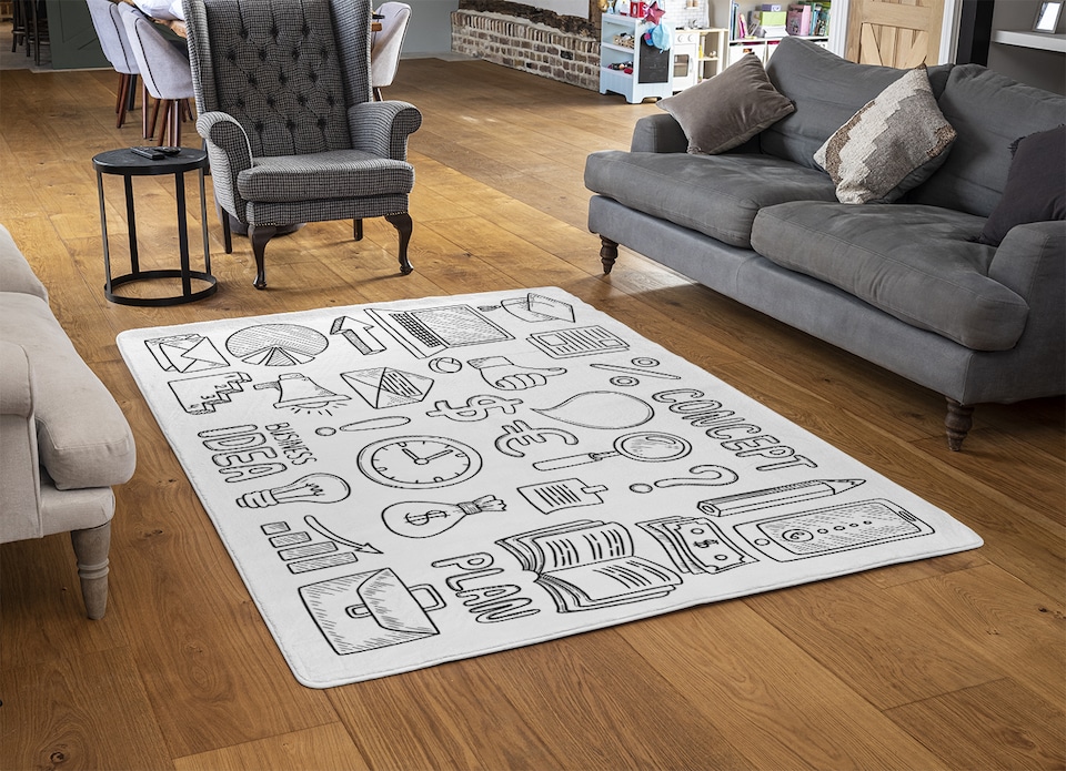 image 1 of Business Doodles Rug | Multi