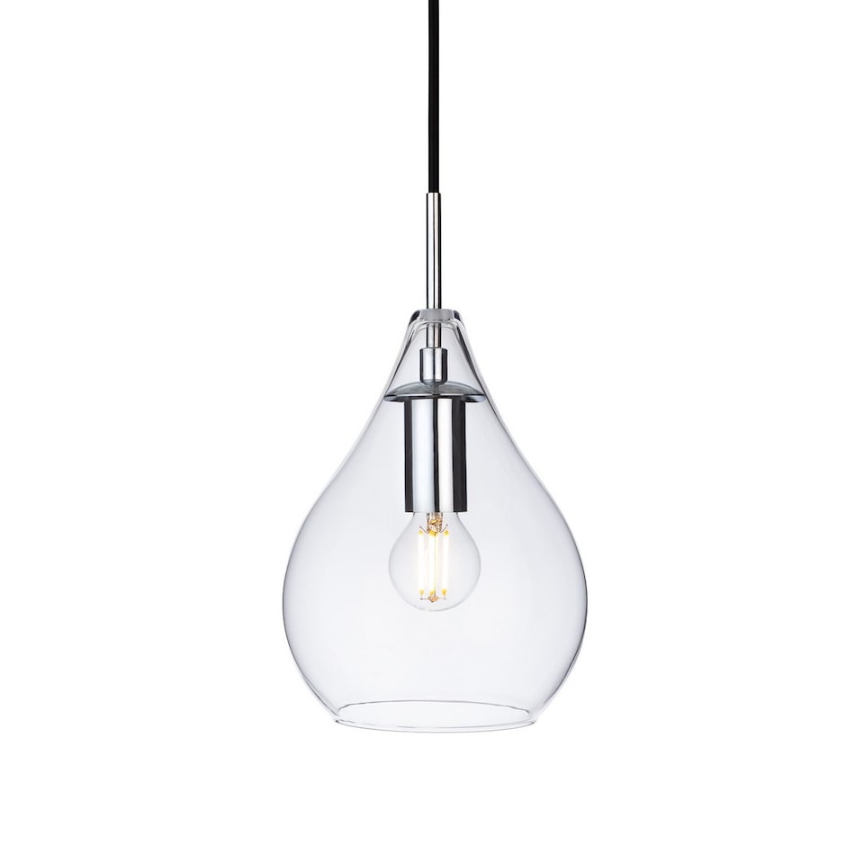 Omar 1 Light Ceiling Pendant Chrome, Clear Glass, E27