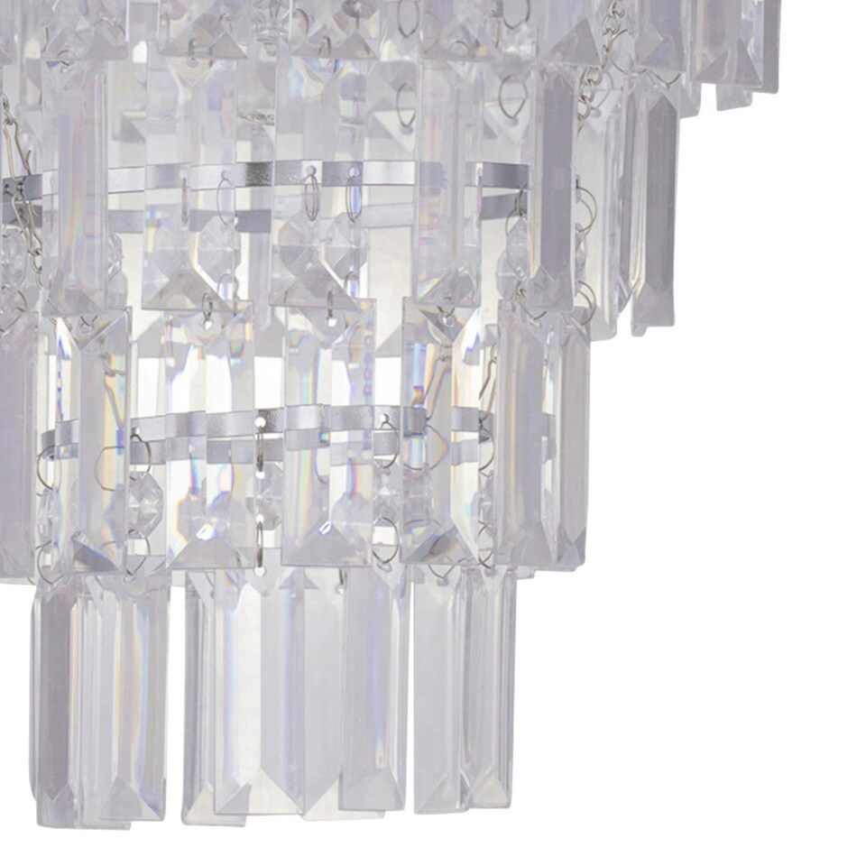 image 1 of First Choice Lighting Set of 2 Clear Acrylic 4 Tier Easy Fit Light Shades Clear | Chrome