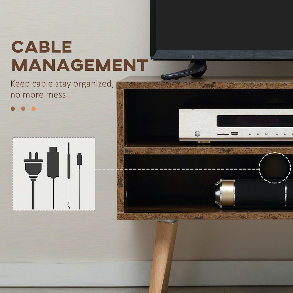 image 1 of HOMCOM TV Unit Cabinet for TVs up to 55Inches with Cupboard Shelves, Brown