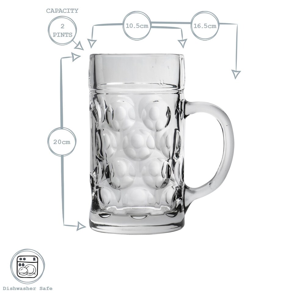 image 1 of Rink Drink Giant Glass German Beer Stein - 2 Pints | Clear | Clear