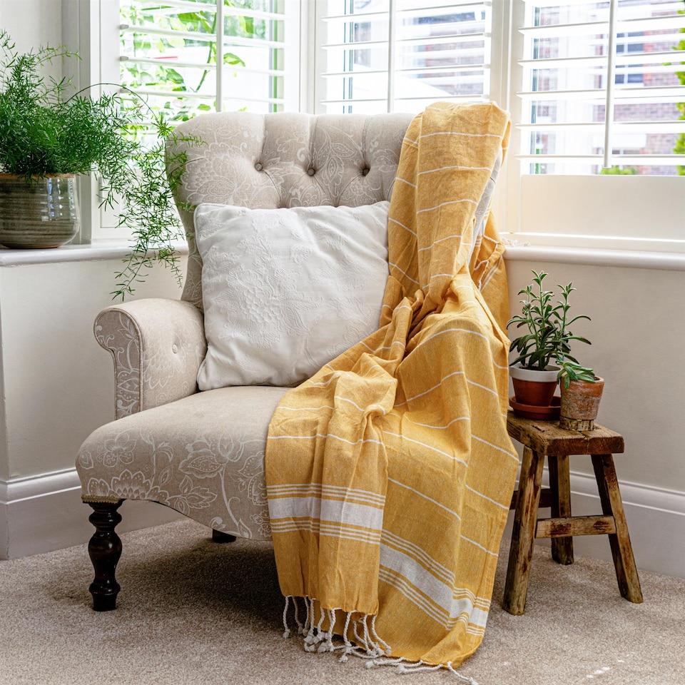 image 1 of Nicola Spring Turkish Cotton Bath Towel - 170 x 90cm - Mustard | Yellow | Yellow