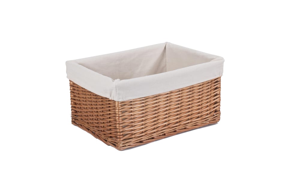 image 1 of Medium Lined Double Steamed Storage Basket | Brown | Brown