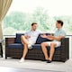 image 8 of Outsunny Rattan Wicker 3-seater Sofa Chair Patio Furniture, Dark Blue | Blue | Orange | Three Seater