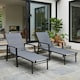 image 2 of Outsunny Sun Loungers Set of 2 w/ Retractable Footrest 5-Position Adjustable | Grey | One Size