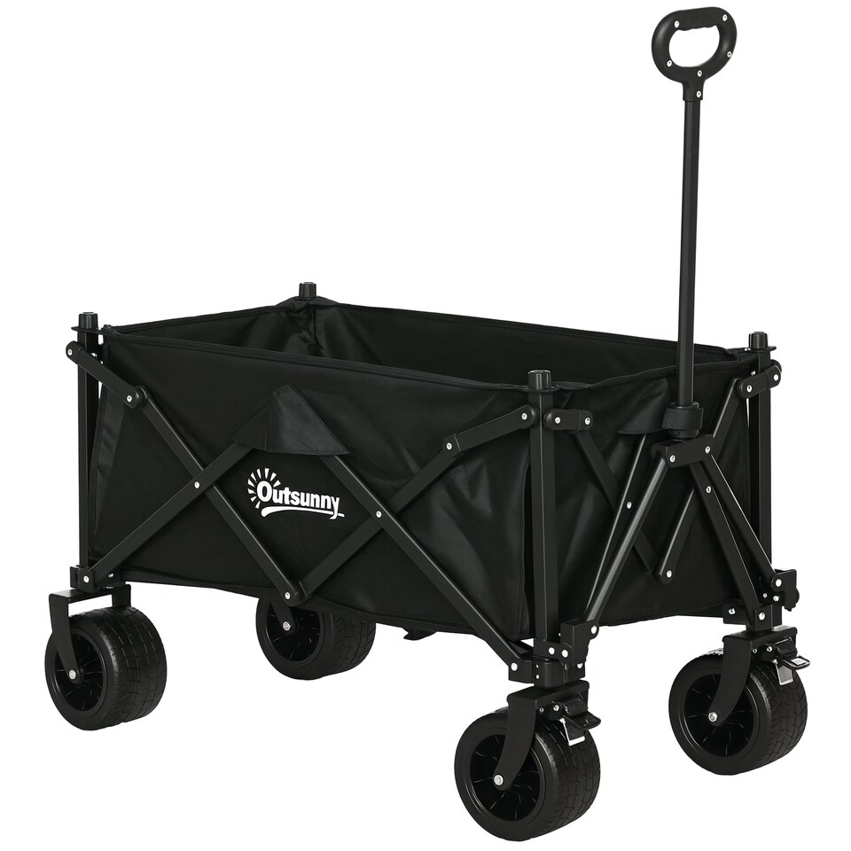 image 1 of Outsunny Foldable Garden Cart, Outdoor Utility Wagon with Carry Bag, Camouflage