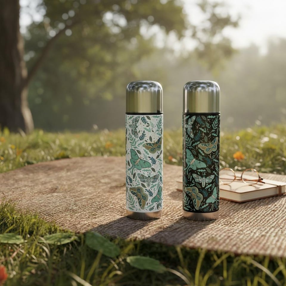 image 1 of Botanical Moths Large Reusable Thermal Flask