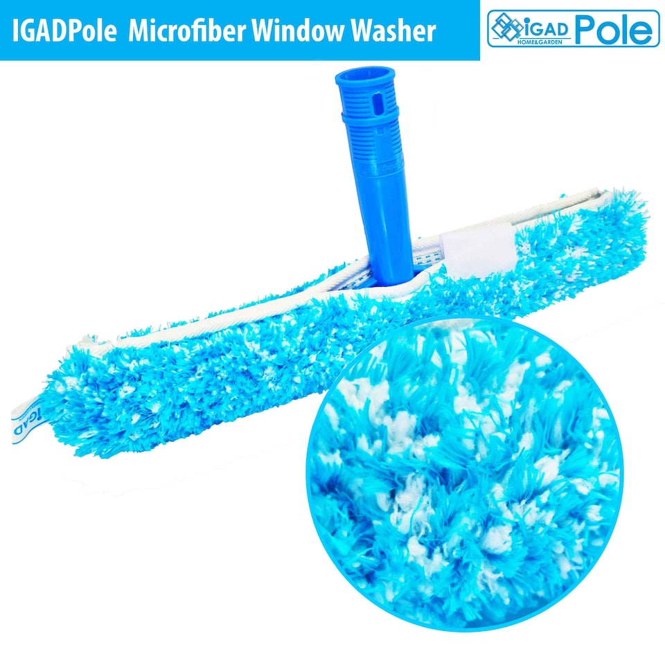 image 1 of IGADPole 14 inch(35cm) Professional Window Cleaning Set - Squeegee & Microfiber Window Scrubber