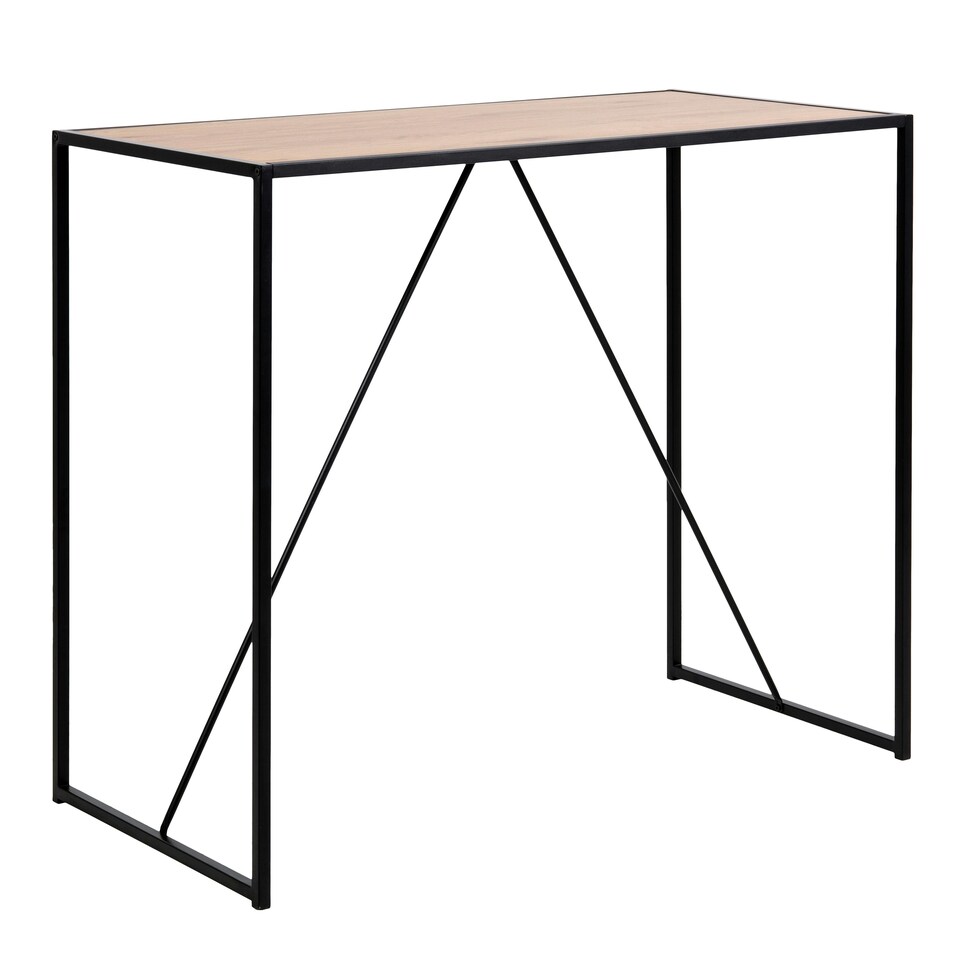 image 1 of Seaford Black Metal Bar Table with Oak Top