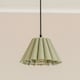 image 1 of ValueLights Lauren Sage Green Fabric Pleated Scallop Edge Tapered Ceiling Floor Table Lamp Shade