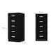 image 9 of FWStyle Tunis 5 Drawer Tallboy Slim Chest Of Drawers - Matt Black