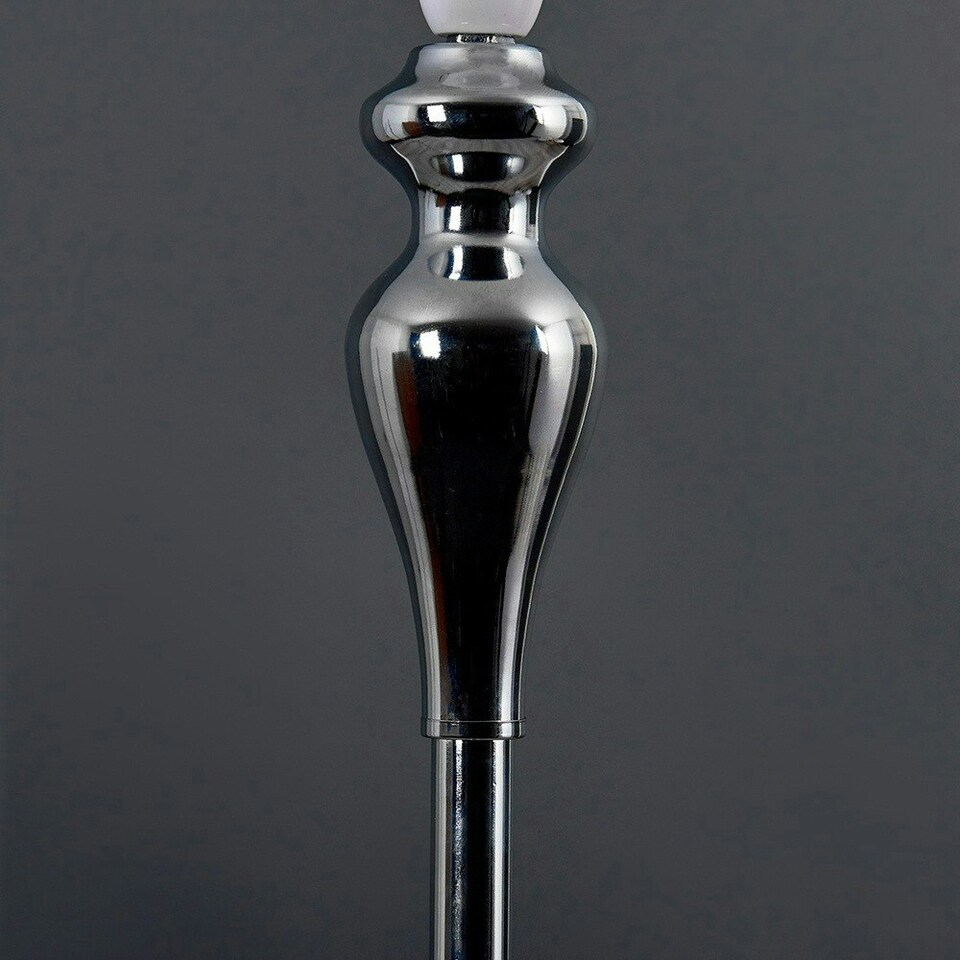 image 1 of ValueLights Modern Polished Chrome Spindle Design Floor Lamp With Navy Blue Shade