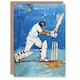 image 1 of Cricket Player Sport Batsman Wicket Painting Good Luck Card