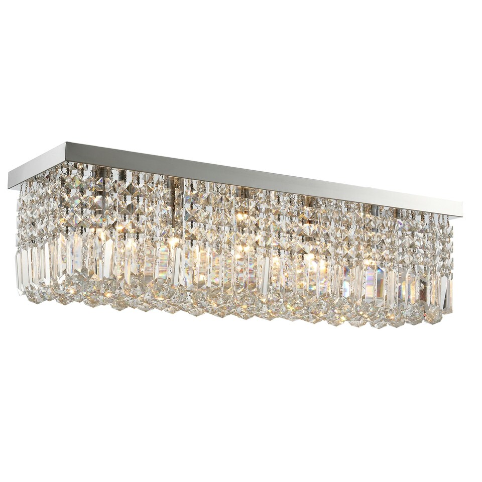 image 1 of HOMCOM Modern Crystal Ceiling Light Square Crystal Chandelier for Living Room, Dining Room, Hall, E14 Base, Silver, 80 x 25 x 23cm