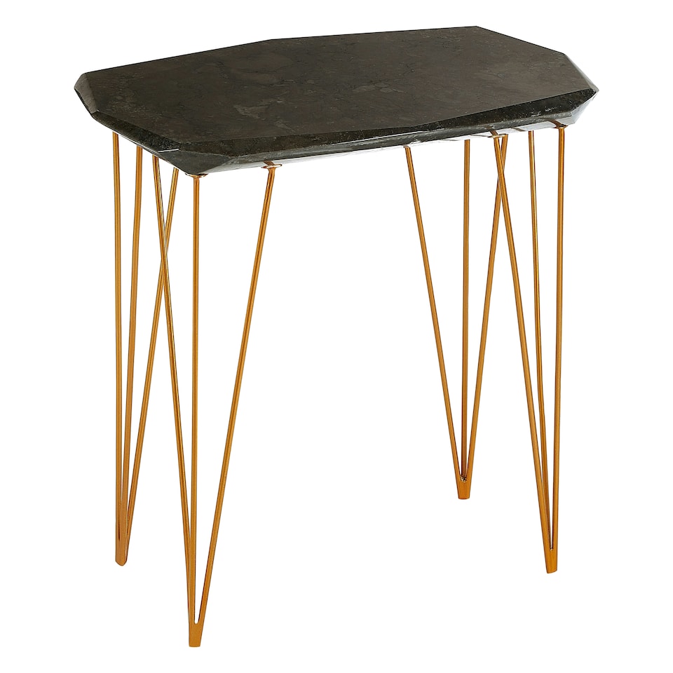 image 1 of Durable Large Black Marble Top Side Table, Modern Metal Side Table, Chic Constructed Modern Side Table Black