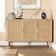 image 4 of Sideboard 3 Rattan Doors Solid Wooden Legs Cabinet Home Living Room Furniture