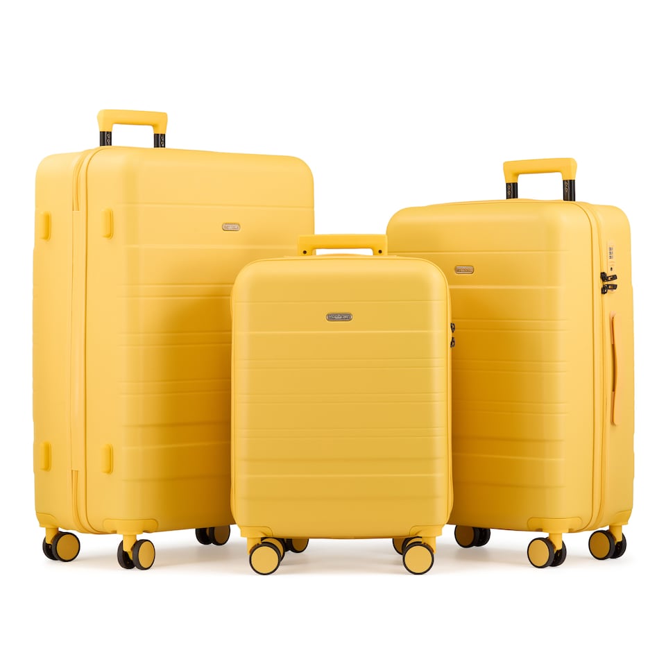 image 1 of Vonhaus Hard Shell Suitcase Set 3 Piece with TSA Lock | Yellow | Yellow