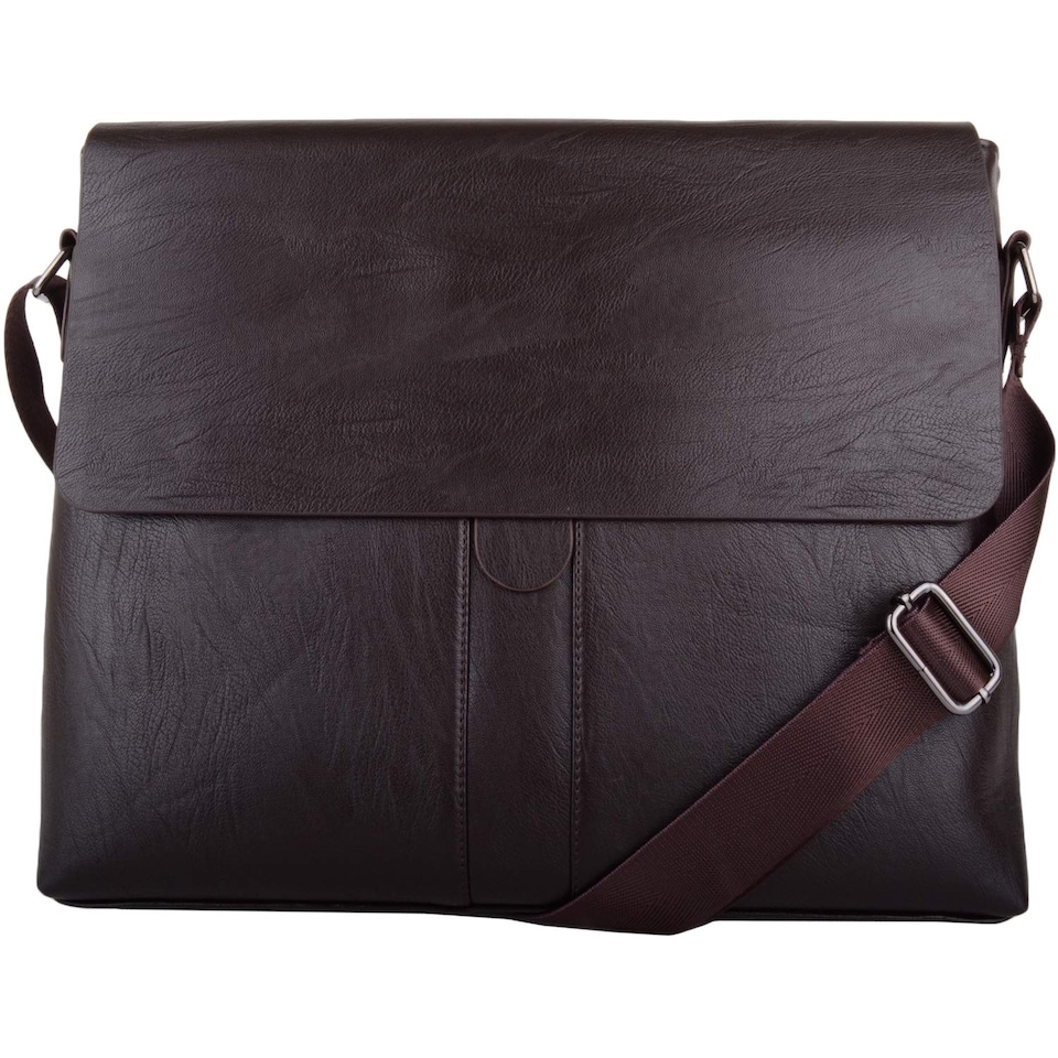 image 1 of Lorenz Mens Soft Genuine Leather Large Professional Work / Travel Messenger Bag | Brown | Brown