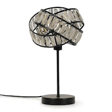 ValueLights Hudson Black Table Lamp Black Tortoise Shell Shade | Black