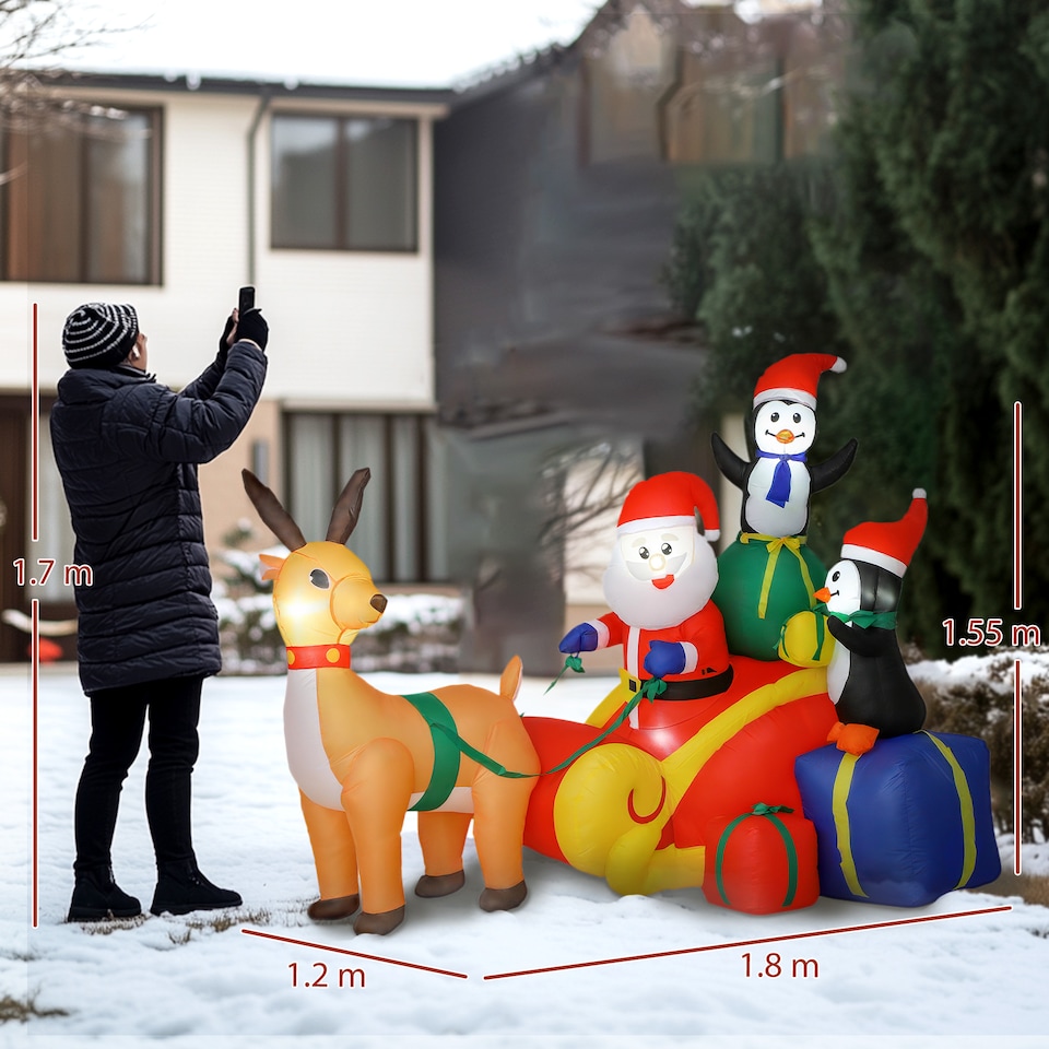 image 1 of Outsunny Blow Up Outdoor Christmas Decoration with Built-in LED Lights | Multi