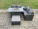 image 1 of Fimous Rattan Garden Furniture Set with Gas Fire Pit Table 5 Pieces Outdoor Loveseat Sofa Set Dark Grey Mixed