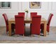 image 3 of Dakota 182 x 92cm Oak Large Dining Table and 6 Montana Leather Chairs | Red | Red