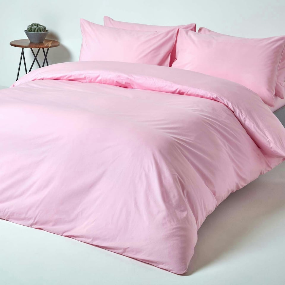 image 1 of Homescapes Pink Egyptian Cotton Flat Sheet 200 TC, Double Pink | Double