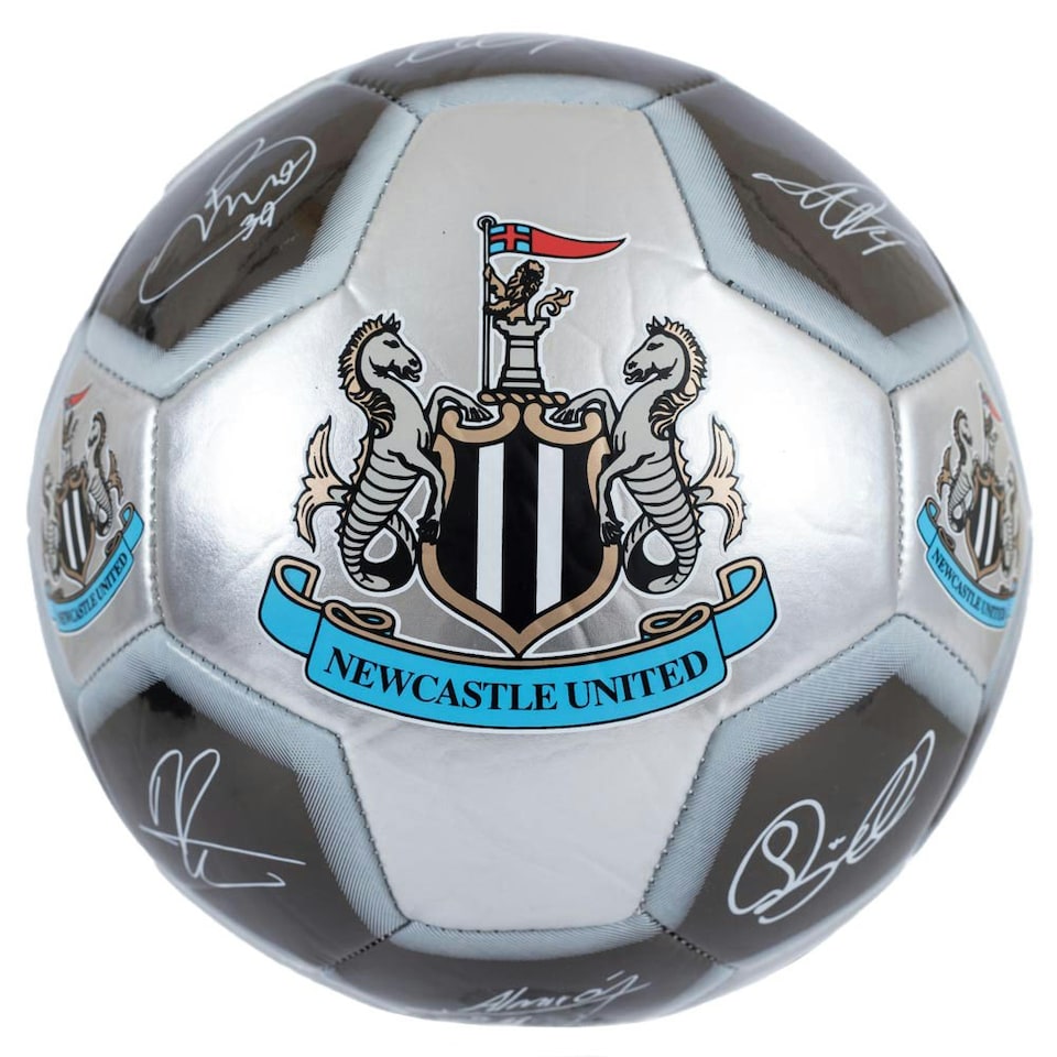 image 1 of Newcastle United FC Signature Metallic Football - Silver/Black/Green - 5