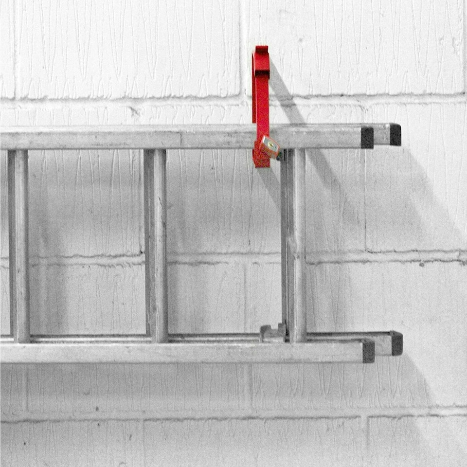 image 1 of SPARES2GO Universal Lockable Wall Ladder Rack Brackets and Padlock Set (Red) Red