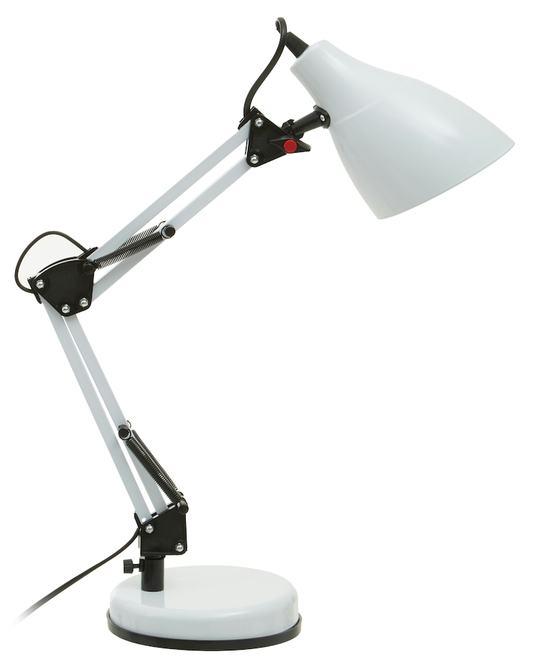 image 1 of Interiors by Premier White Desk Lamp, Adjustable Arm And Head With Sleek Metal Frame, Matte Finish Offers Clean, Modern