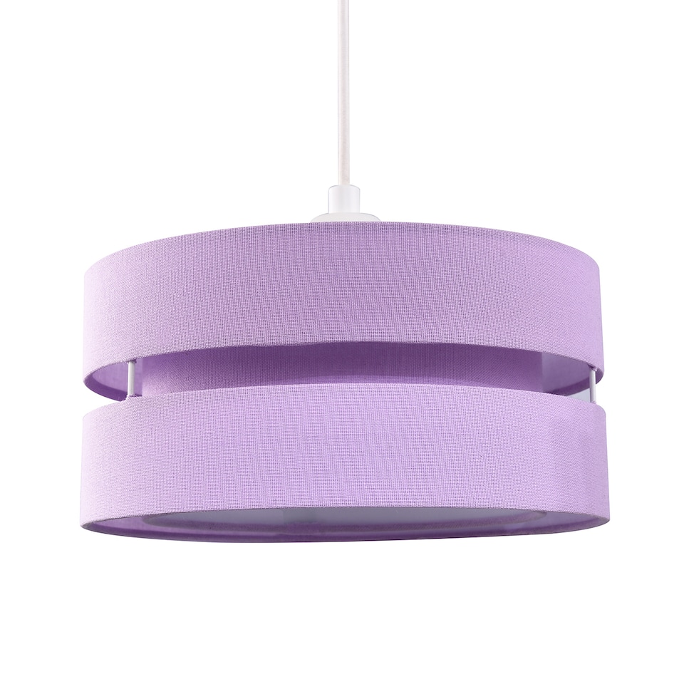 image 1 of Contemporary Quality Lilac Linen Fabric Triple Tier Ceiling Pendant Light Shade | Purple
